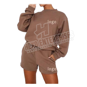 Logotipo personalizado Ropa deportiva Trajes cortos Sudaderas y pantalones cortos para mujer Conjuntos cortos de sudadera para mujer - Product Image 6