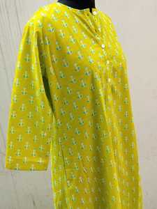 Kurti in Girls Fashion in Hand Block Printed in Pure Cotton Beautiful Long Cotton Kurta Casual Wear. - Product Image 4