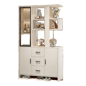 Organisateur d'entrée gain de place avec vitrine, tiroirs de rangement pour chaussures, étagères ouvertes, accents en bois, personnalisation - Product Image 6