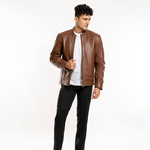 Nouvelle Veste en Cuir pour Homme Style Urbain 2025 – Respirante, Qualité Personnalisée, Col Rond en Coton, Idéale Printemps, Façade en Toile - Product Image 2