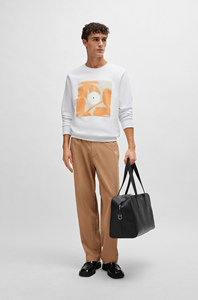 <b>Men's</b> <b>White</b> Crew Neck Fleece <b>Sweatshirt</b> with Solid Regular Fit Cotton Pullover Casual Winter Wear Quick-Dry Breathable - Product Image 4