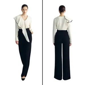 Good Price JENA STRAIGHT LEG PANTS High Waist Black Women's Pants 60%Triacetate 40%Polyester Women's Clothing WHITEANT Brand