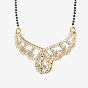 Colliers pour femmes en or 14 carats avec mangalsutra et diamants de laboratoire ronds et marquise - Product Image 2