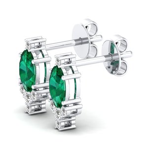 REYES Precio al por Mayor, Pendientes de Plata de Ley 925 con Moissanita, Cierre de Rosca, Chapados en Oro Blanco de 14K, Joyería con Piedras Preciosas de Esmeralda - Product Image 3