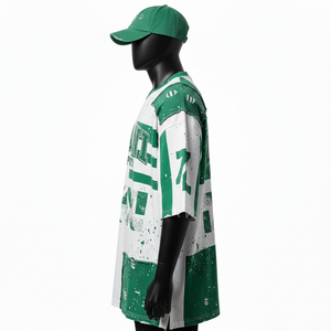 Camiseta 100% algodón para hombre, corte holgado, estampada, diseño de paneles de tela, logotipo personalizado con serigrafía, camisetas para hombre - Product Image 3