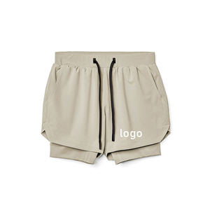 Shorts de sport 2 en 1 en maille respirante de haute qualité pour hommes Shorts de sport personnalisés pour hommes grande taille avec poches - Product Image 1