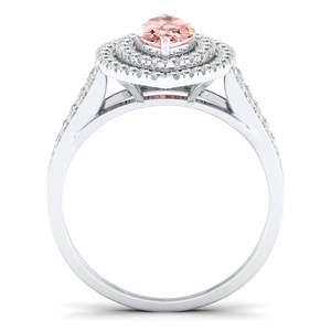 แหวนเพชรพลอยมอร์แกไนต์ทรงมาร์ควิส 1 กะรัต ทำด้วยมือจาก REYES ทองคำแท้ 14K พร้อมเพชรแท้รับรองโดย IGI เครื่องประดับชั้นดีสำหรับผู้หญิง - Product Image 4