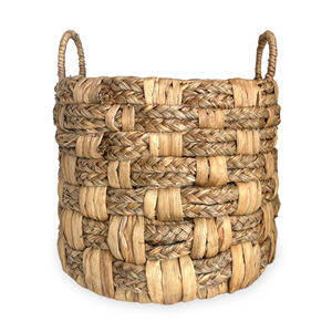 Cesta de regalo redonda, cesta de almacenamiento de jacinto de agua, cestas sostenibles con asa recortada - Product Image 2