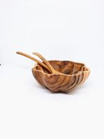 Bol imprimé en bois de manguier artisanal pour la décoration de la maison, bol à soupe classique écologique à bas prix