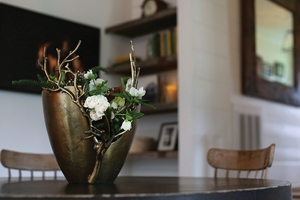 Decoración para el hogar, cuenco de flores de Metal antiguo de latón con asta, diseño único, decoración de mesa, cuenco de flores para sala de estar - Product Image 2