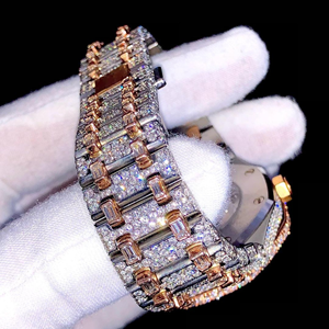 Elegant Luxurious Hip Hop Square Antique Style <b>Wristwatch</b> Hand-Studded VVS Clarity Moissanite Diamonds Glass Stainless Steel - Product Image 4