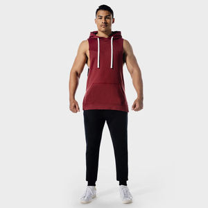 2023 Wholesale Athletic Male <b>Sleeveless</b> Workout Sports <b>Hoodies</b> Cotton Breathable Custom Logo - Product Image 2