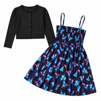 Robe à imprimé papillon pour filles, tenue de soirée sans manches, tenue d'automne pour enfants