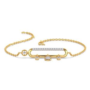 Pulsera de diamantes cultivados en oro de 14K Estación de oro sólido Pulsera de diamantes cultivados en laboratorio sólido Pulsera delicada de diamantes - Product Image 4