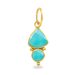 925 plata esterlina facetada Aqua Calcedonia trillón y piedra preciosa redonda con collar de fianza hacer encanto colgante joyería - Product Image 1