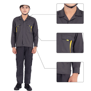 Conjunto de uniforme de trabajo de mezcla de algodón transpirable Unisex para trabajadores de fabricación - Product Image 1