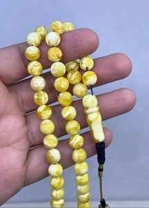 Rosario islámico de ámbar natural Cuentas de oración musulmana Cuentas de oración de ámbar blanco Ámbar tasbih islámico Cuentas de barril de ámbar tasbih - Product Image 4