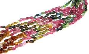 Perles de forme ovale lisse multi-tourmaline Perles de tourmaline multicolore naturelle 5x4mm 13''Inch Stone Beads - Product Image 3