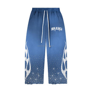 Pantalones Deportivos de Felpa de Algodón Premium, 360 GSM, Tela Suave Cepillada, Color Degradado Amarillo, Impresión de Pedrería con Calor, Logotipo Personalizado - Product Image 1