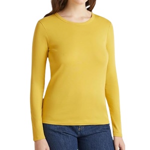 T-shirts personnalisés à col rond et manches longues, décontractés, écologiques, pour femmes et hommes, 100% coton, teinture unie, tricotés, solides, été - Product Image 1