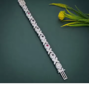 Pulsera Unisex de Plata 925 con Piedras de Moissanita Multicolor Estilo Hip Hop Iced Pulsera de Diamantes Fabricación India - Product Image 2