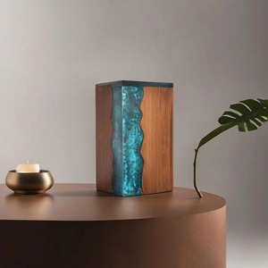 Handmade Rosewood Cremation Urn Green Resin <b>Memorial</b> <b>Box</b> Cremation urns for Human And Pet Ashes - Product Image 3
