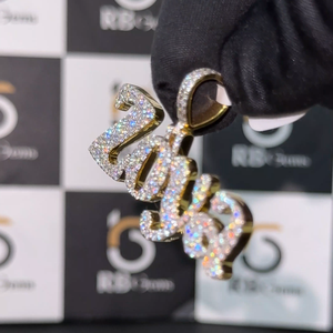 Colgantes Cristianos Finos, Dijes Hip-Hop, Gemas RB Certificadas por IGI, Nombre Personalizado, Chapado en Plata/Oro, Corte Brillante, Moissanita VVS, para Mujer - Product Image 5