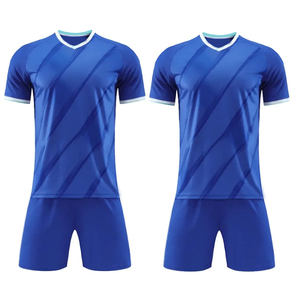 En color azul, tu propio logotipo, ropa deportiva, camiseta de fútbol de entrenamiento, camisetas de fútbol, conjunto de uniforme de ropa de fútbol de calidad personalizada - Product Image 2
