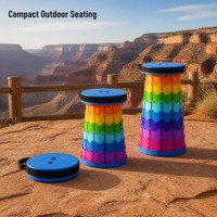 Tabouret télescopique réglable en hauteur, pliable, compact, siège en plastique, facile à ranger, balcon, camping, voyage, léger, usage quotidien