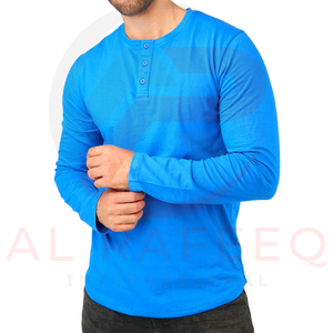 Chemise en coton à manches longues pour hommes de qualité supérieure à imprimé personnalisé de haute qualité à séchage rapide et respirante avec un motif solide - Product Image 5