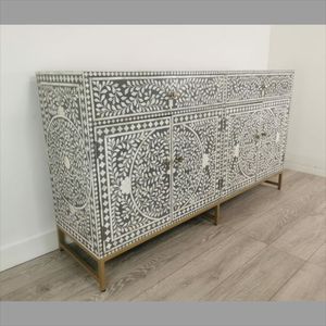 Incrustation d'os perfectionnée nécessaire intégration de designs de luxe Armoire de table Table de chevet en incrustation d'os Meubles de salon d'Inde - Product Image 1