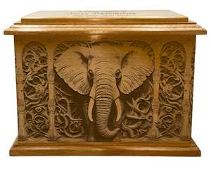Urne funéraire éléphant taille adulte urne funéraire en bois gravée vie sauvage urne funéraire en bois avec personnalisation - Product Image 2
