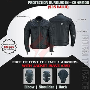 Veste de moto en cuir vieilli pour hommes Manteau zippé classique de style motard pour l'équitation Protection extérieure Look vintage Moto - Product Image 3