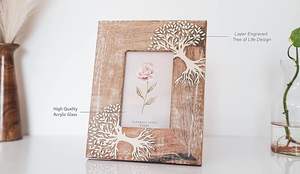 Marco de Espejo Rectangular de Resina y Madera Hecho a Mano, Estilo Antiguo de Lujo, Color Dorado, Decoración del Hogar, Marco para Fotos de Pared, 1 Color, Impresión, Uttar Pradesh - Product Image 2