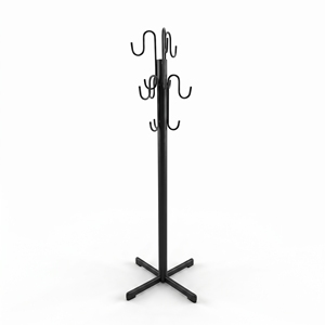 Minimalist Metal Coat Rack With Hooks <b>Standing</b> Type For Living Room Sturdy Design Carbon Steel Powder Coated - Product Image 1