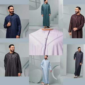 2025 traditionnel Jubba confortable arabe traditionnel porter pour les hommes modeste robe Thobe à manches longues - Product Image 4