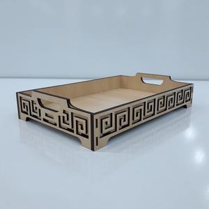 Plateau en MDF noir artisanal, style nouveau, découpe au laser, aspect vieilli, avec poignée, pour la décoration de la maison - Product Image 5