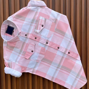OEM Custom Eco-Friendly Breathable Quick Dry Pink Blue <b>White</b> Fashion Casual Support Custom 100% Cotton Flannel <b>Shirt</b> <b>for</b> <b>Men</b> - Product Image 2