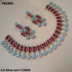 Lujo último diseñador exclusivo moda pesado corte cuadrado flor diseño americano diamante collar conjunto colección para mujer - Product Image 4