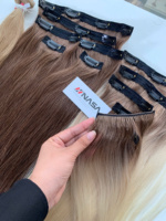 Extensions de cheveux à clipser de qualité supérieure, de 40 cm à 75 cm, au prix d'usine # Ombre # 1 Super Double Drawn