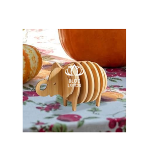 จานรองแก้วไม้แบบชนบทพร้อมดีไซน์สัตว์น่ารัก - Product Image 1