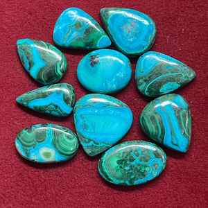 Lot de 10 pierres précieuses naturelles Azurite Malachite 263 Cts - Product Image 1
