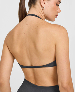 Women's High Quality Solid Lightweight Breathable Waterproof Skinny Fit <b>Halter</b> <b>Neck</b> <b>Bra</b> Short Yoga Set Streetwear Quick Dry - Product Image 5
