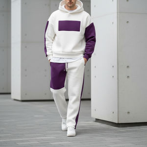 Ensemble décontracté d'hiver pour homme, sweat à capuche ample et pantalon évasé, imprimé, 100% coton molletonné, OEM/ODM - Product Image 3