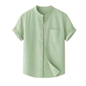 เสื้อเชิ้ตแขนสั้นผู้ชายลำลองผ้าฝ้าย100% พร้อมผ้าซาตินปรับแต่งคุณสมบัติกันรอยยับและแห้งเร็ว - Product Image 6