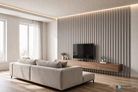 Grille murale verticale cannelée minimaliste, revêtement décoratif avec protection UV, longueur personnalisée, plusieurs couleurs disponibles.