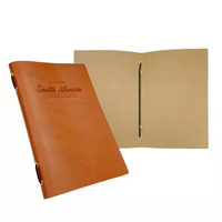 Taille personnalisée A4 menu couvre restaurant en cuir PU avec logo en creux personnalisé