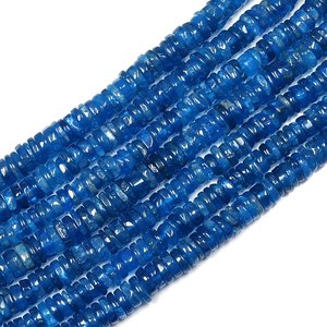 Cuentas de forma de disco Heishi lisas de apatita de neón, hebra de piedras preciosas azules naturales para collar, pulsera, fabricación de joyas, estilo de diseñador - Product Image 3