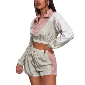 Custom New Design Quarter Zip Cropped Windbreaker Set Women's Sportswear <b>Nylon</b> Tracksuit Wholesale 2026 - Product Image 6