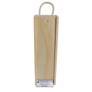 Boîte à vin en bois sur mesure, forme rectangulaire, avec poignée, emballage cadeau rigide, fabriqué au Vietnam - Product Image 1